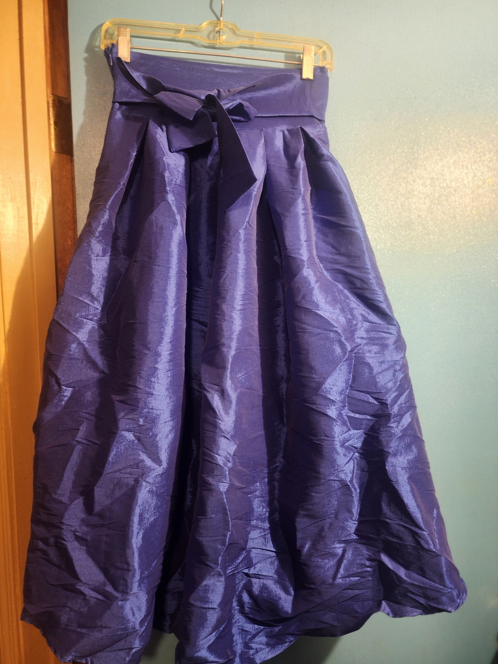High-Waist Asymmetrical Midi Skirt in Deep Purple with Waist Tie